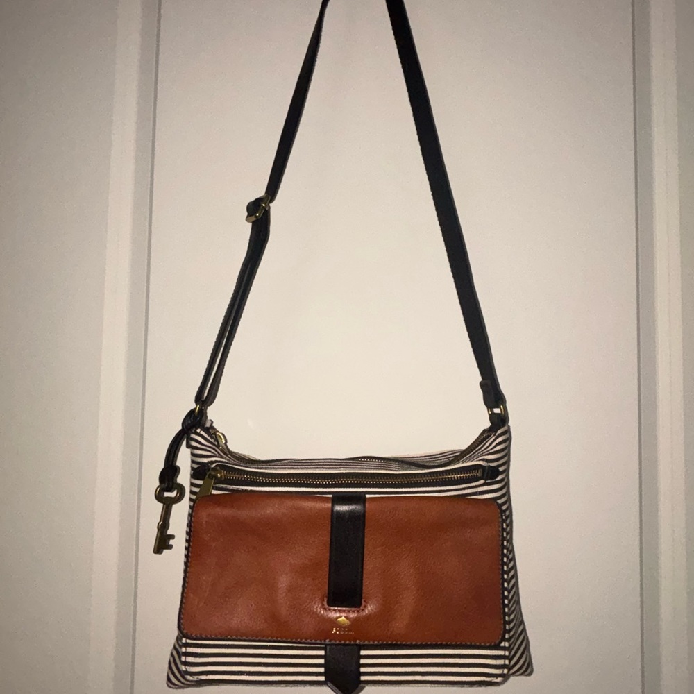 Coach Striped Crossbody Bag - Brown and Black